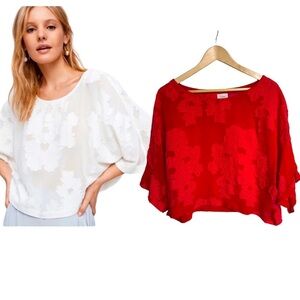 Aritzia Wilfred  blouse RED dolman sleeve floral print